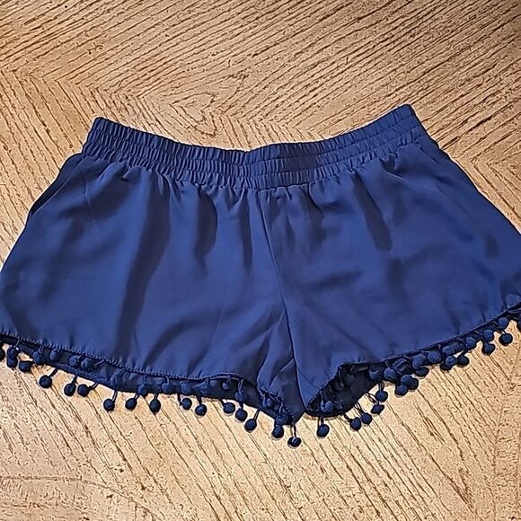 Navy shorts pom pom size M Aqua - Picture 1 of 9